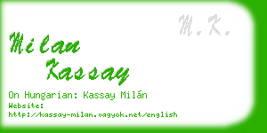 milan kassay business card